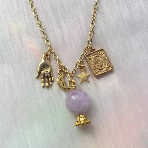Jewelry - NEW Gold Amethyst Crystal Ball Tarot Ne…
